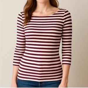 Small GAP Red Striped Boat Neck 3/4 Sleeve Top
